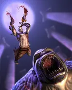 Kratos Fighting Against Cyclopes