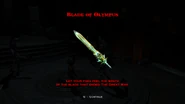 The Blade of Olympus acquired screen (God of War III)
