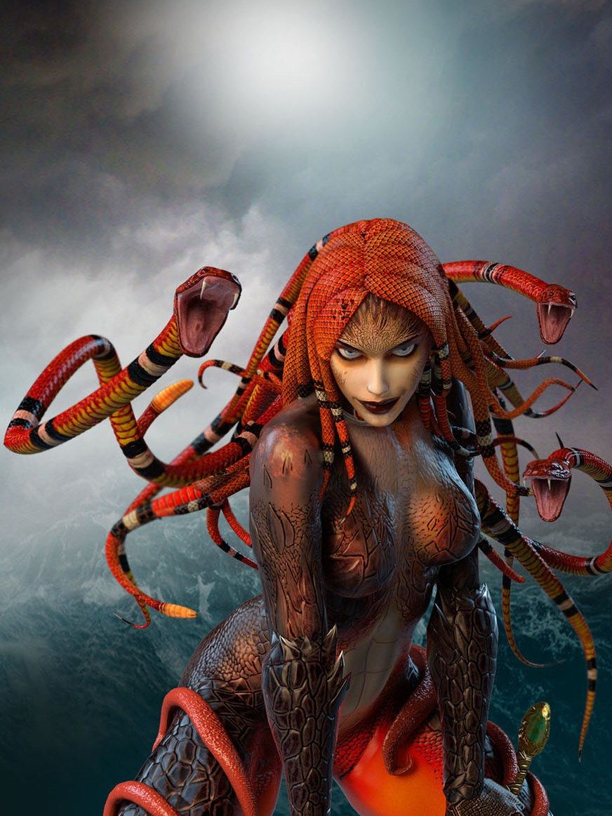 Sthenno, one of the Immortal Gorgones--Gorgons Stheno Medusa Euryale Medousa gorgon monster snake goddess bird boddess perseus strength goddess ancient greece hellenic paganism greek goddess pagan gods and goddesses Greek Gods and
