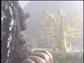 Godzilla joins Mothra Larva to confront King Ghidorah