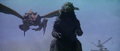 Godzilla vs. Megaguirus - Megaguirus flies behind Godzilla