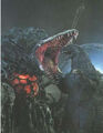 Godzilla fighting Biollante