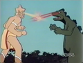 Godzilla and the Golden Guardian duke it out in a war of laser beams