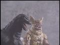 Godzilla accepts Gigan's challenge