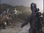 Black MechaGodzilla confronts MechaGodzilla