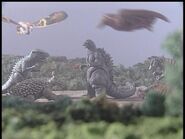 Todos los monstruos felicitan a Godzilla en Godzilla Island episdio 5