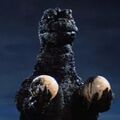 Godzilla holds Hedorahs eggs