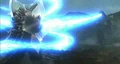 SpaceGodzilla blocks Godzilla's attack