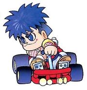 Goemon kart racer artwork from Konami Krazy Racers.