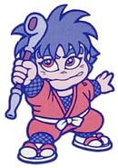 Rickle transformed as Goemon from the Wai Wai World 2 instruction booklet.