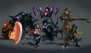 Early art of Raid heroes with the Margrave using weapons