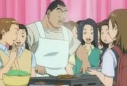 Tsuruta cooking in the anime