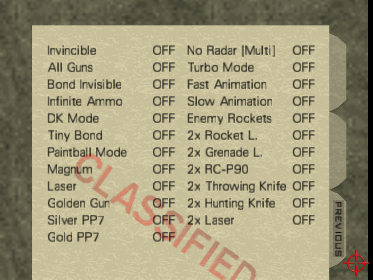Cheat Options | GoldenEye Wiki | Fandom