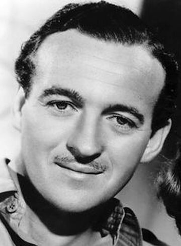Actor David Niven aarrives at the Prince of Wales Theatre