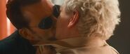 GoodOmens2 Crowley kisses Aziraphale Promotional Image