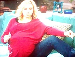 Amy trying to paint her toenails