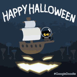 Happy Halloween Google Doodle turns Momo the cat into a ghost-hunting witch