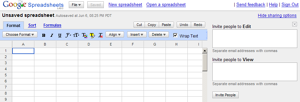 Google Spreadsheets screenshot