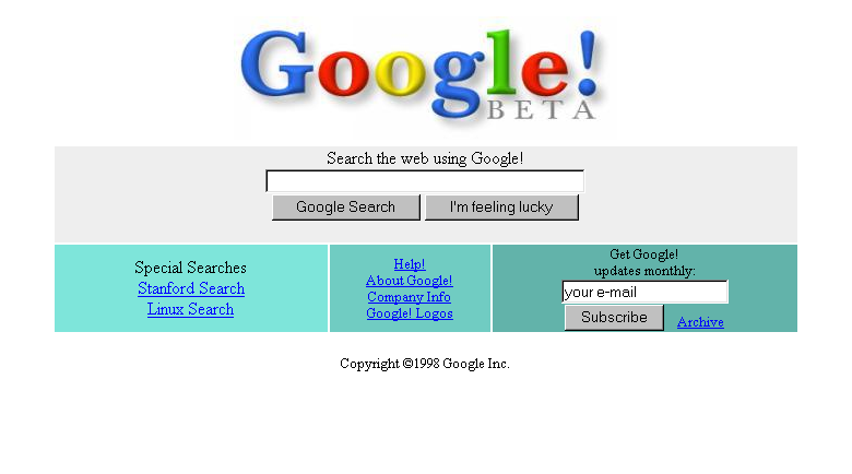 google search engine home page