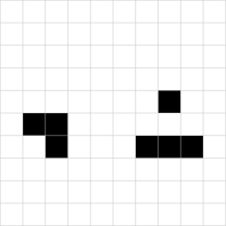 ライフゲームにおける原義のダイハードの初期配置。