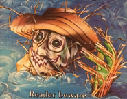 A scarecrow as depicted on the UK cover of The Scarecrow Walks at Midnight.