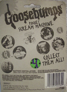 Back of the packaging used for Pocket Scream Machines.