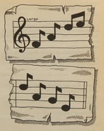A puzzle involving musical notes… Is the piano asking you to play DEADFACE or FADED AGE? (Page 99)