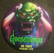Haunted Mask on Video March 12 promo pinback button