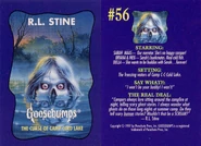 Goosebumps 56 Curse Camp Cold Lake trading card front and back.jpg (609 KB) #56 The Curse of Camp Cold Lake