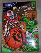 Curly, The Horror, Mud Monster, and Prince Khor-Ru playing basketball (200 piece Glow-in-the-Dark puzzle)