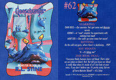 Goosebumps 62 Monster Blood IV trading card front and back