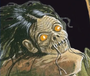 The Shrunken Head as depicted on the second printing of the French cover of How I Got My Shrunken Head.