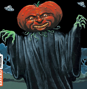 A Pumpkin Head as depicted on the French cover of Attack of the Jack-O'-Lanterns.