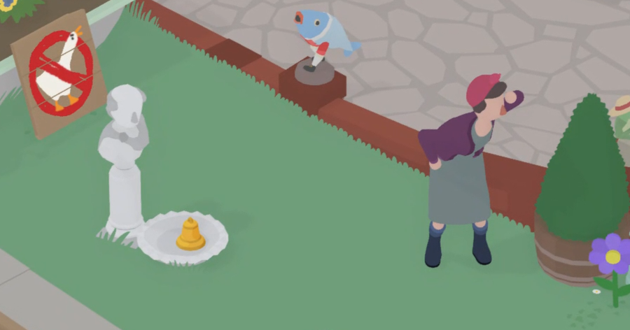 Untitled Goose Game - Dress The Bust With Things Outside Of The Garden 