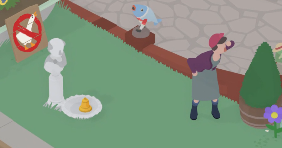 Untitled Goose Game - Help The Woman Dress Up the Bust 