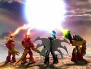 Obscurio e i suoi compari preparano la Sfera di Energia Oscura nel corto animato Gormiti: Final Evolution.