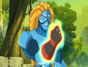 Obscurio nel corpo di Toby usa il Pugno delle Tenebre nel cartone.