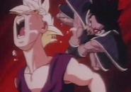 Turles hits gohan in the neck mkaeing the boy cough up spit8