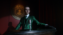 Edward Nygma gives a speech as The Riddler