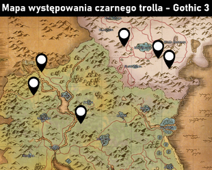 Mapa występowania czarnego trolla Gothic 3