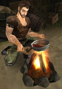 Jesse smażący mięso na 