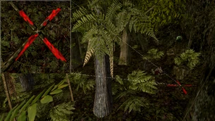 Skarb przy pozostałościach dawnego obozowiska na południu bagna z zakopaną starą kamienną tablicą