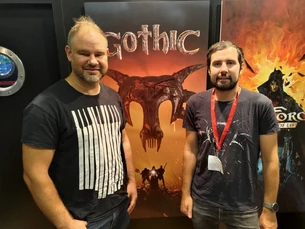 Kai Rosenkranz wraz z Reinhardem Pollice na targach Gamescom promujących grę[5]