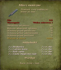 Przepis na miecz runiczny w Gothic 3: Zmierzch Bogów