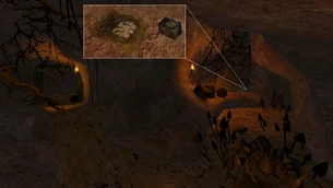 Położenie runy leczenia średnich ran w jaskini w kanionie