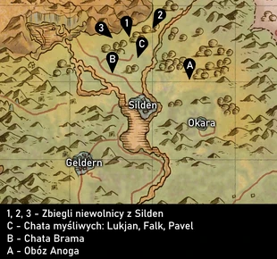 Mapa z zaznaczoną pozycją obozu Anoga