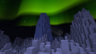 The northern lights are visible at night from about the Wall and northward