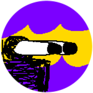 Depicted in the "AWOOOGA" badge.