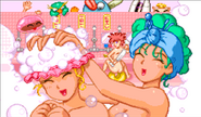 Hikaru and Akane in the second stage ending screen of Sexy Parodius.