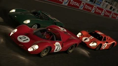 The three required race cars to win this trophy, all in the same field.